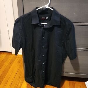 JF J.Ferrar Men's Black Casual Button Down Shirt